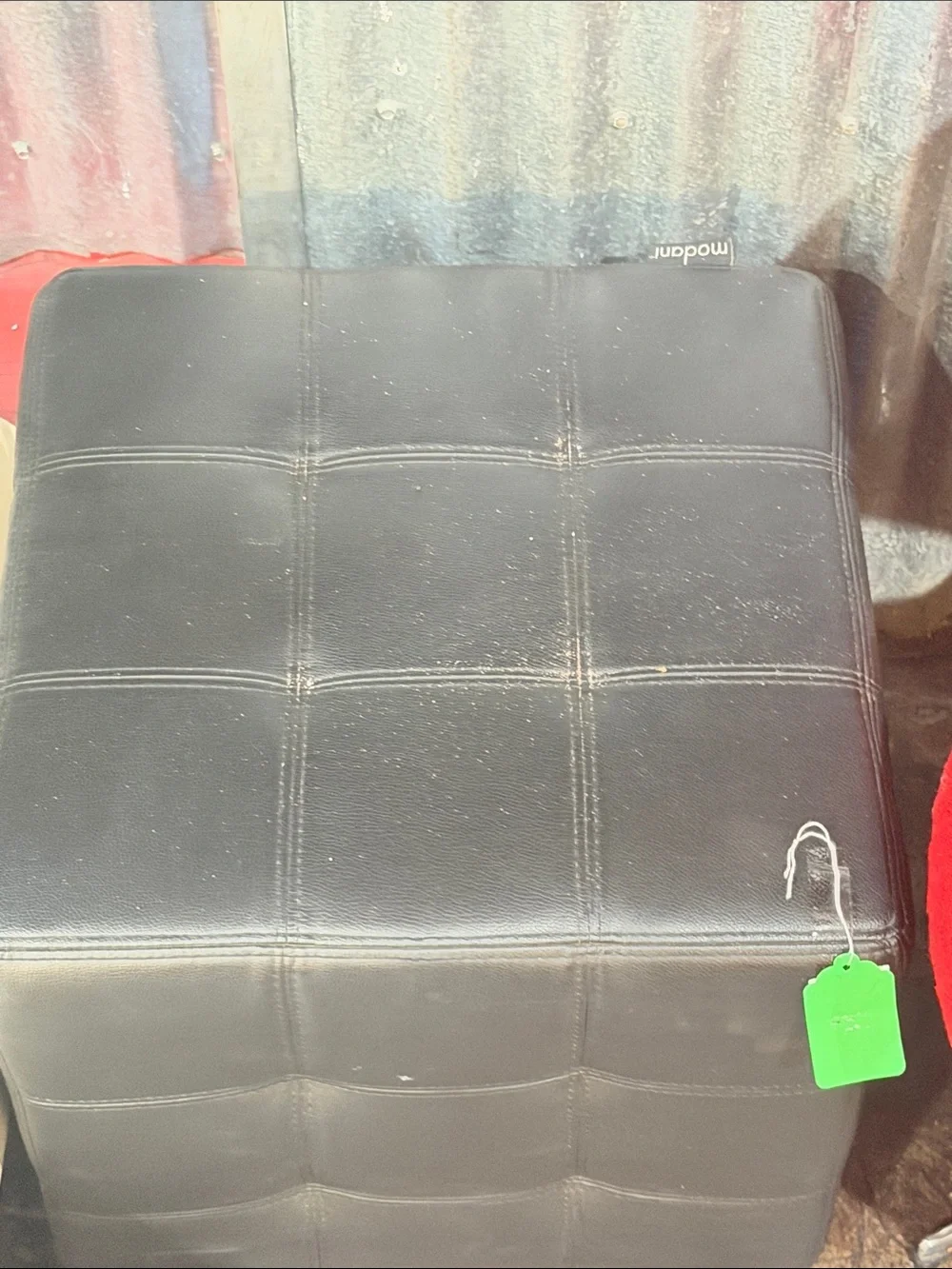 Moda Black Tufted Cube Ottoman